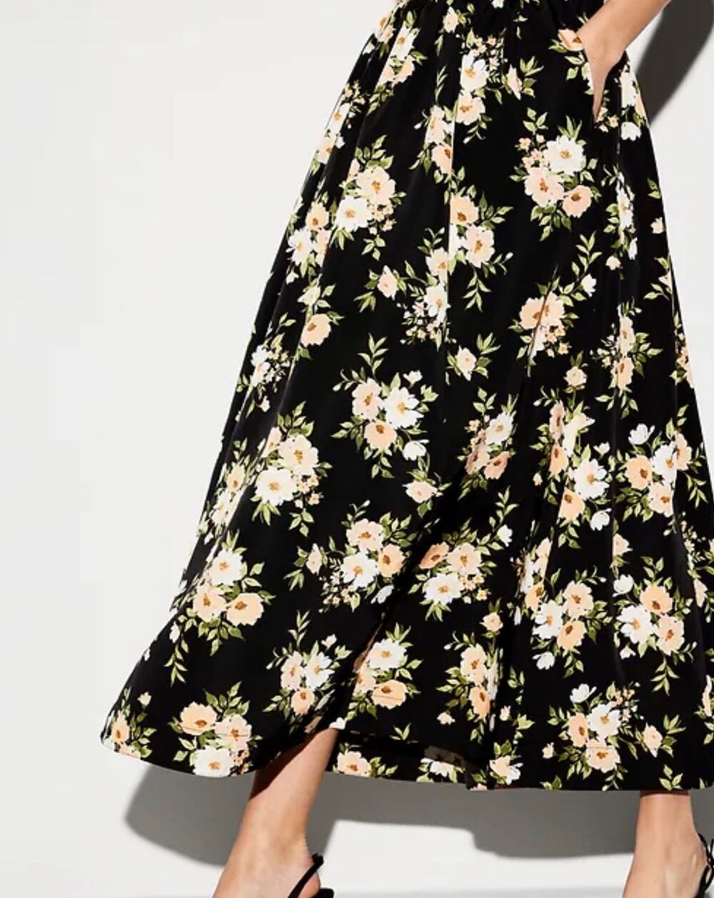 The Occasion by Old Navy High-Waisted Taffeta Floral Midi Skirt Size L Romantic